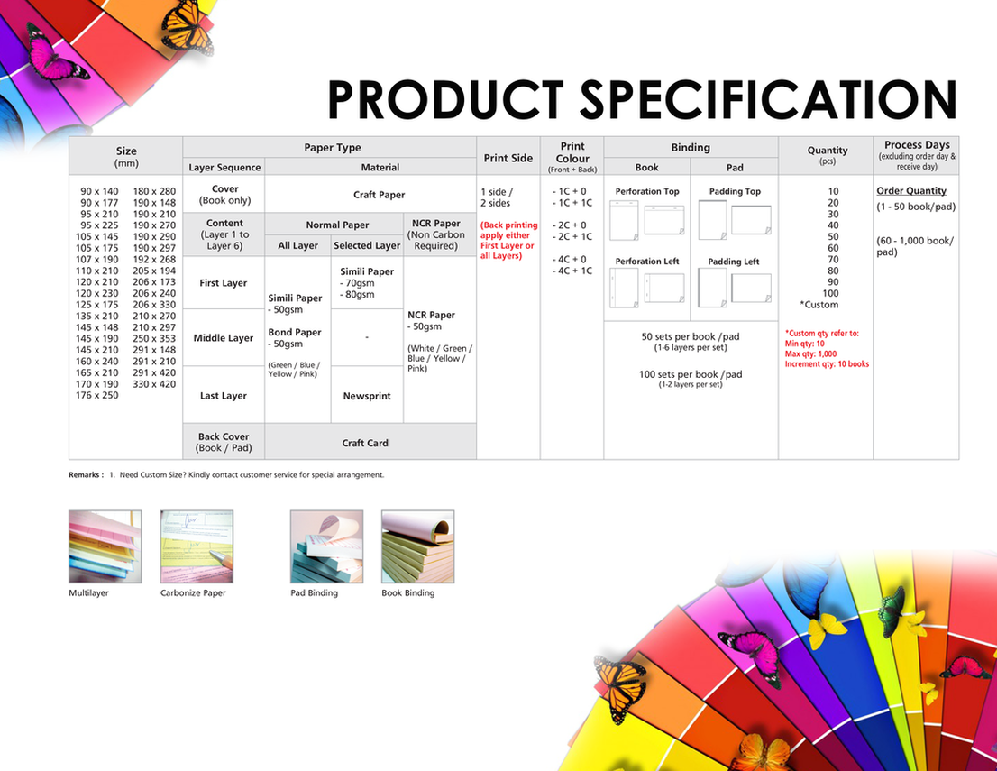 Bill Book Product Specification