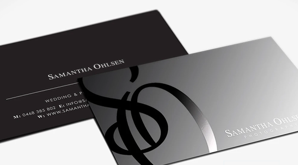 Spot UV Gloss and White Ink Business Card, Print on Black Card