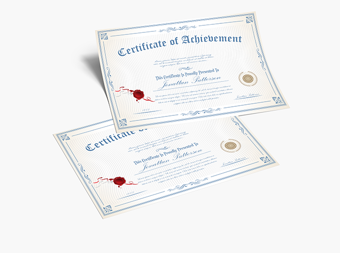 Print Certificate Gold Hot Stamping Red Seal Full Colour Award and Recognition Certificate Printing